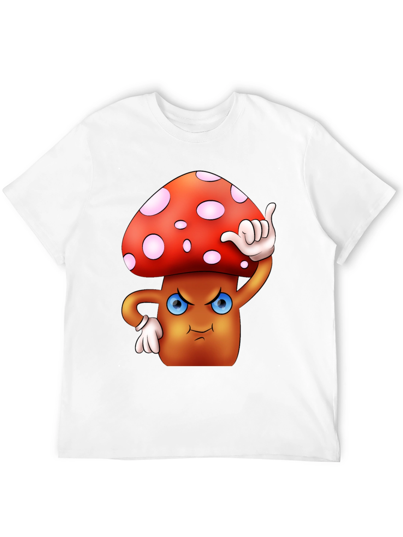Cartoon Mushroom Graphic T-Shirt - Black