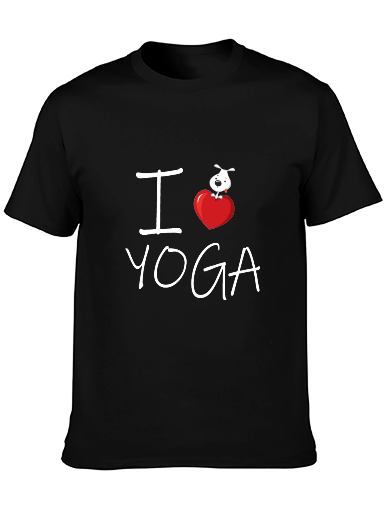 I Love Yoga T-Shirt with Dog on Heart