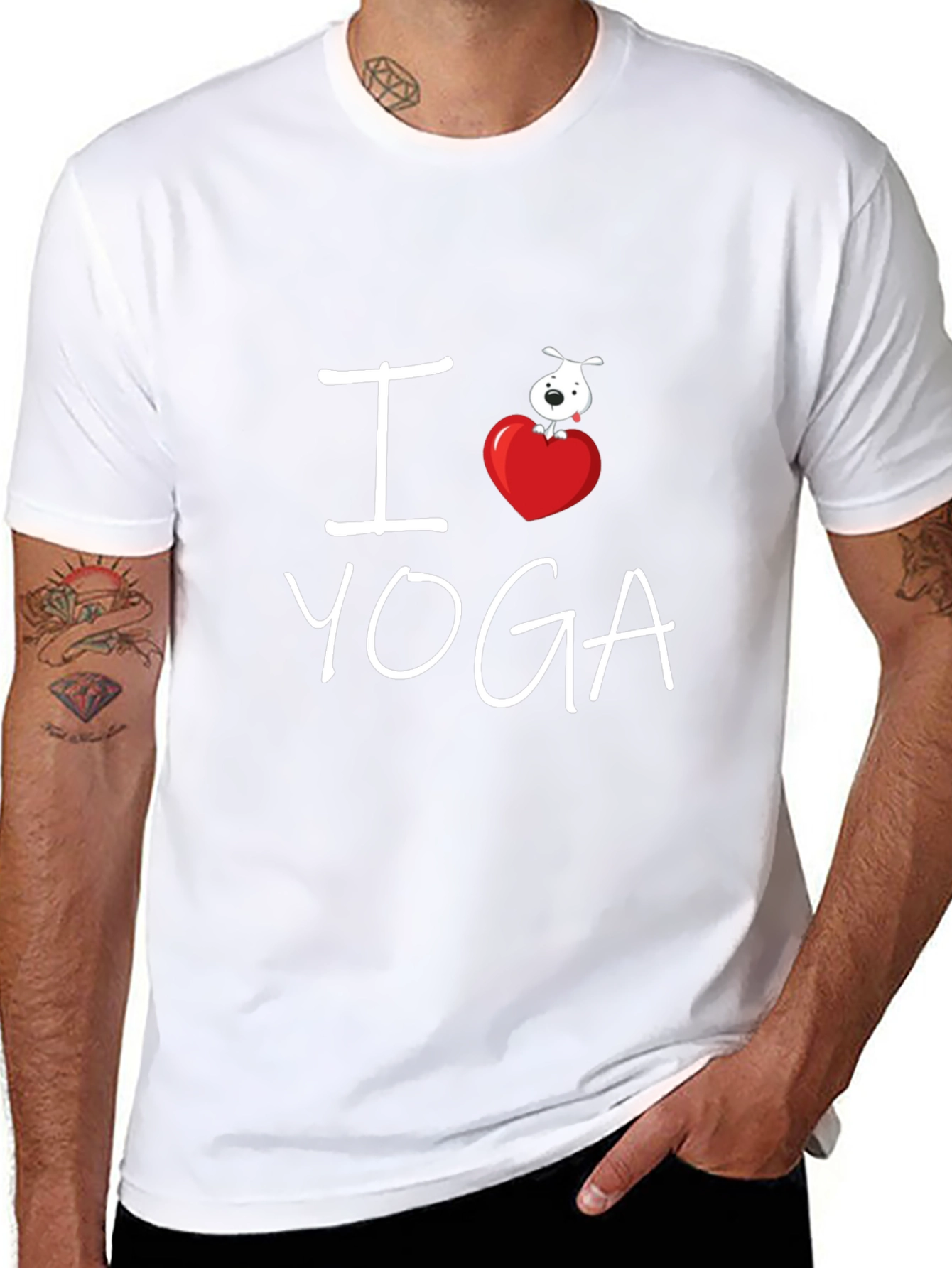 I Love Yoga T-Shirt with Dog on Heart