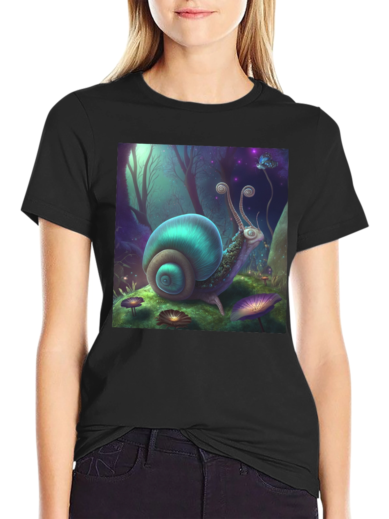 Whimsical Snail Graphic Tee - Fantasy Forest Design