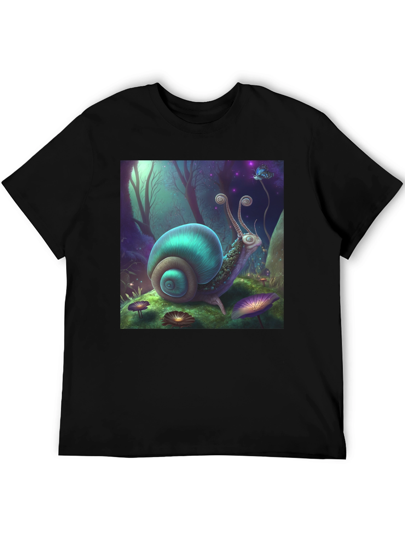 Whimsical Snail Graphic Tee - Fantasy Forest Design