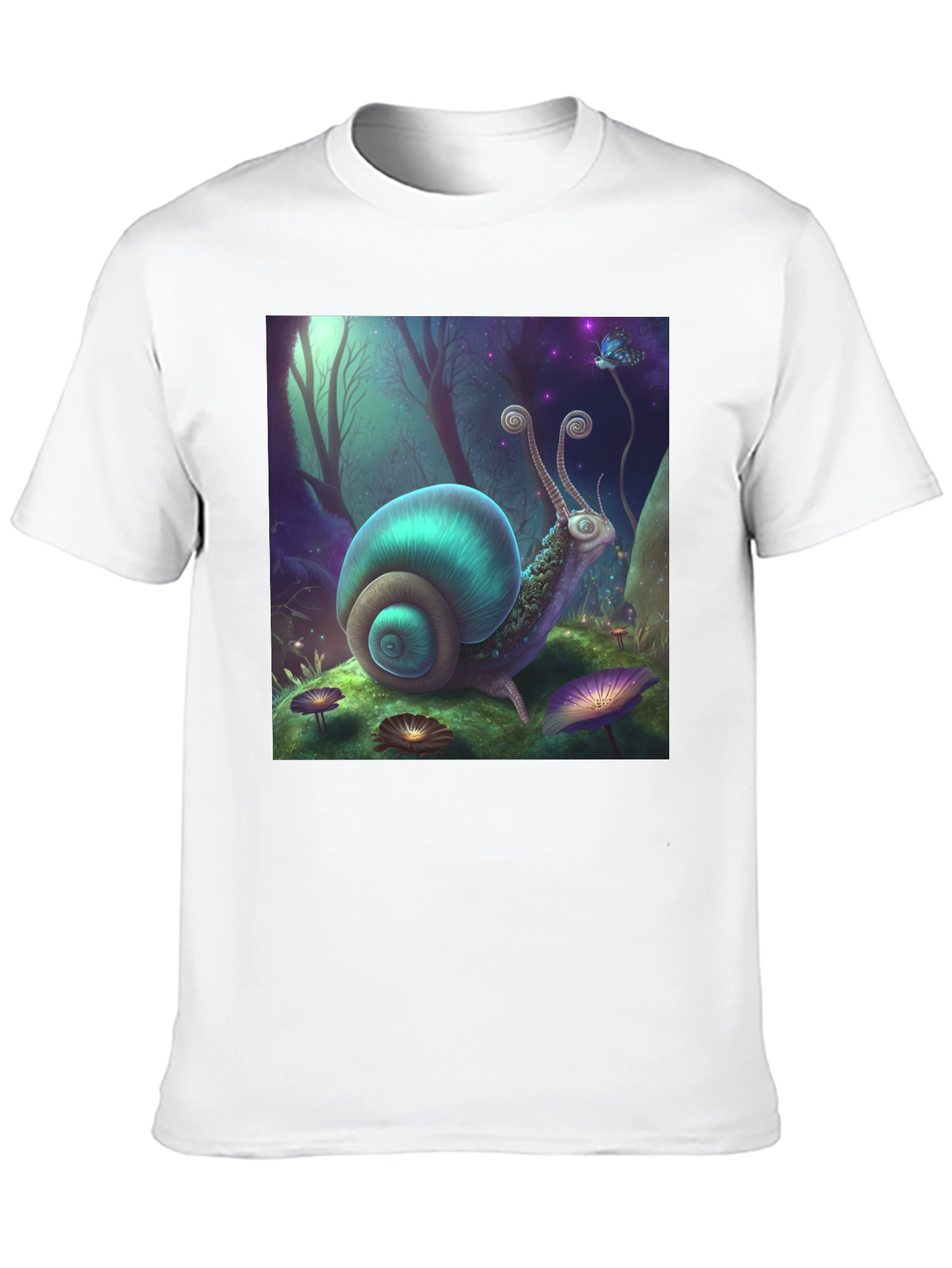 Whimsical Snail Graphic Tee - Fantasy Forest Design