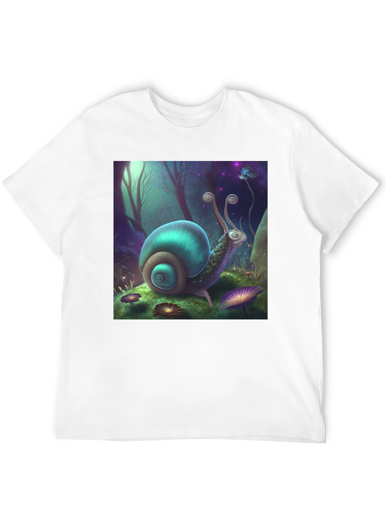 Whimsical Snail Graphic Tee - Fantasy Forest Design