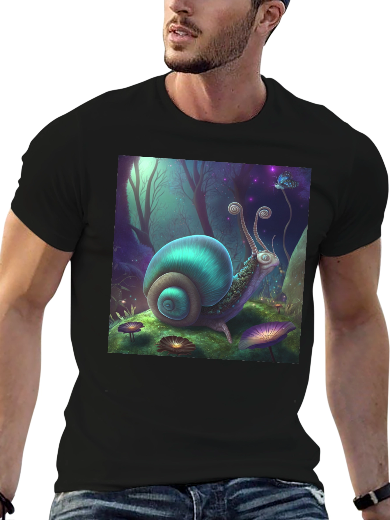 Whimsical Snail Graphic Tee - Fantasy Forest Design