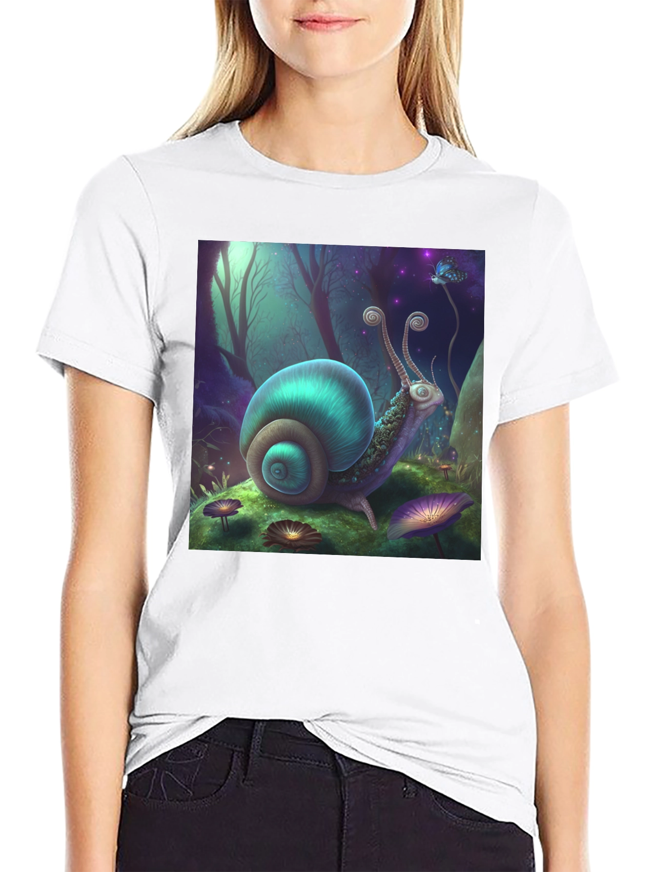 Whimsical Snail Graphic Tee - Fantasy Forest Design