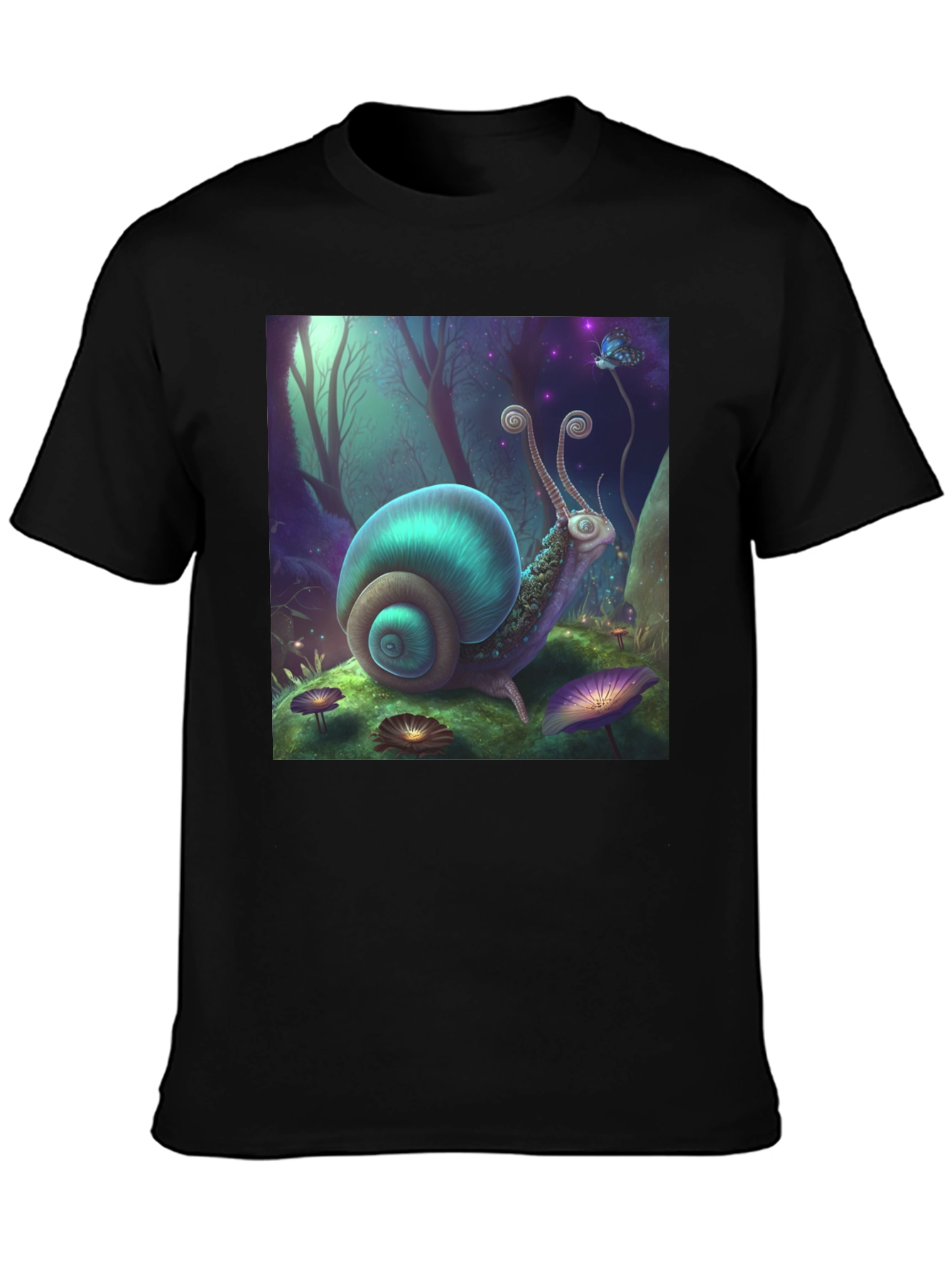 Whimsical Snail Graphic Tee - Fantasy Forest Design