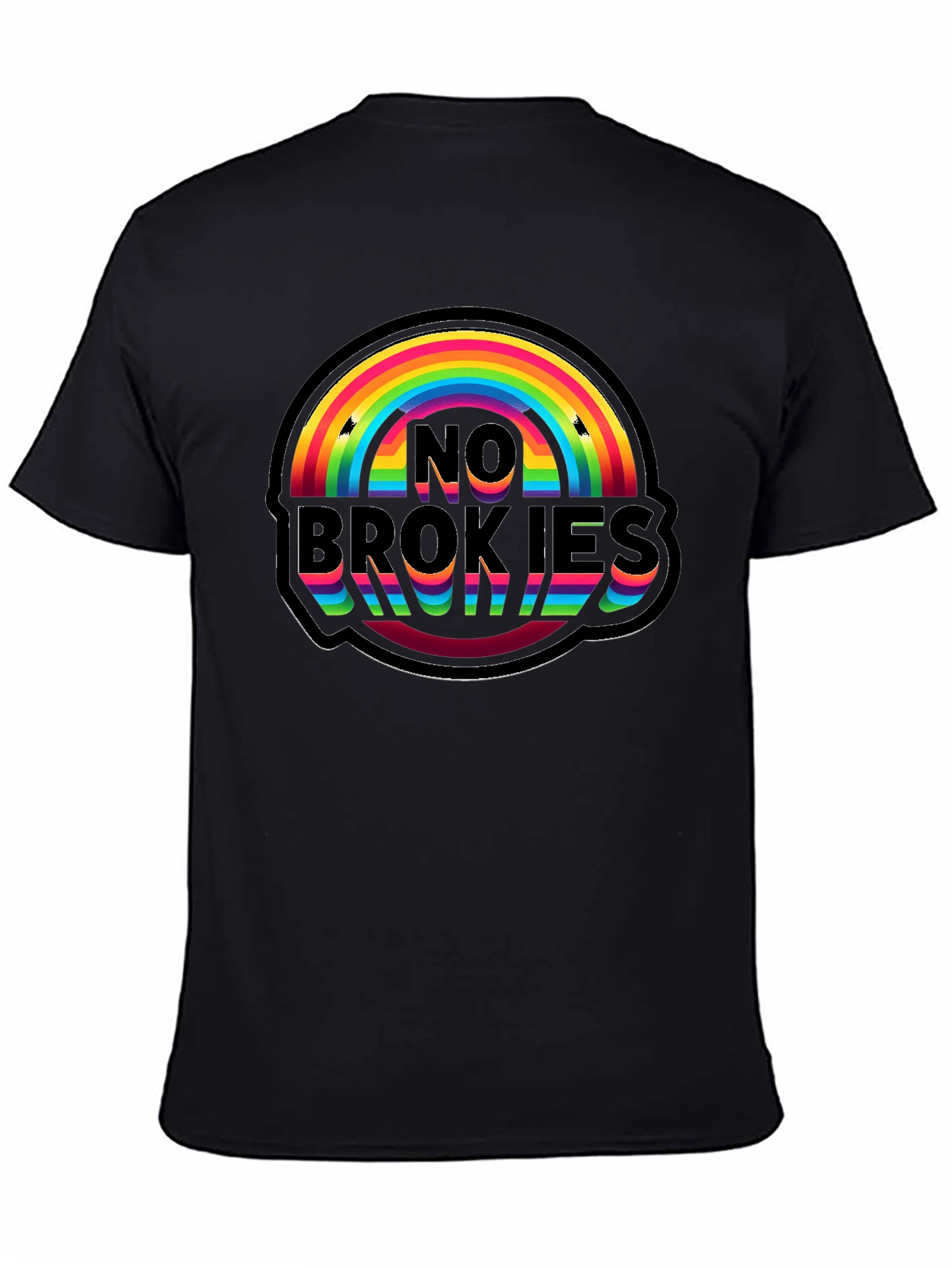 No Brokies Rainbow Graphic Tee - Black