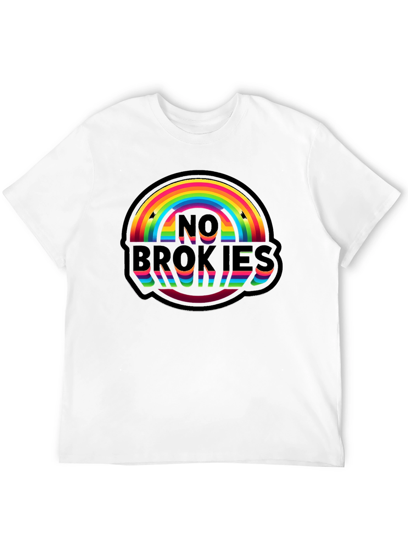 No Brokies Rainbow Graphic Tee - Black