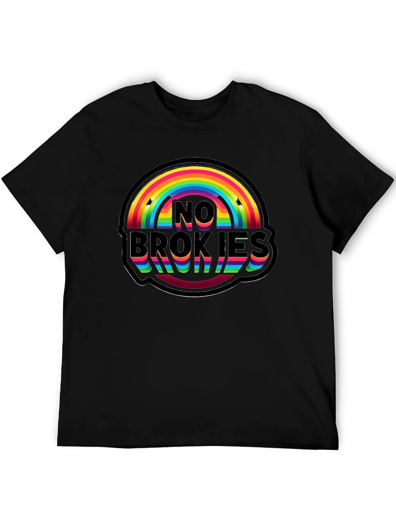 No Brokies Rainbow Graphic Tee - Black