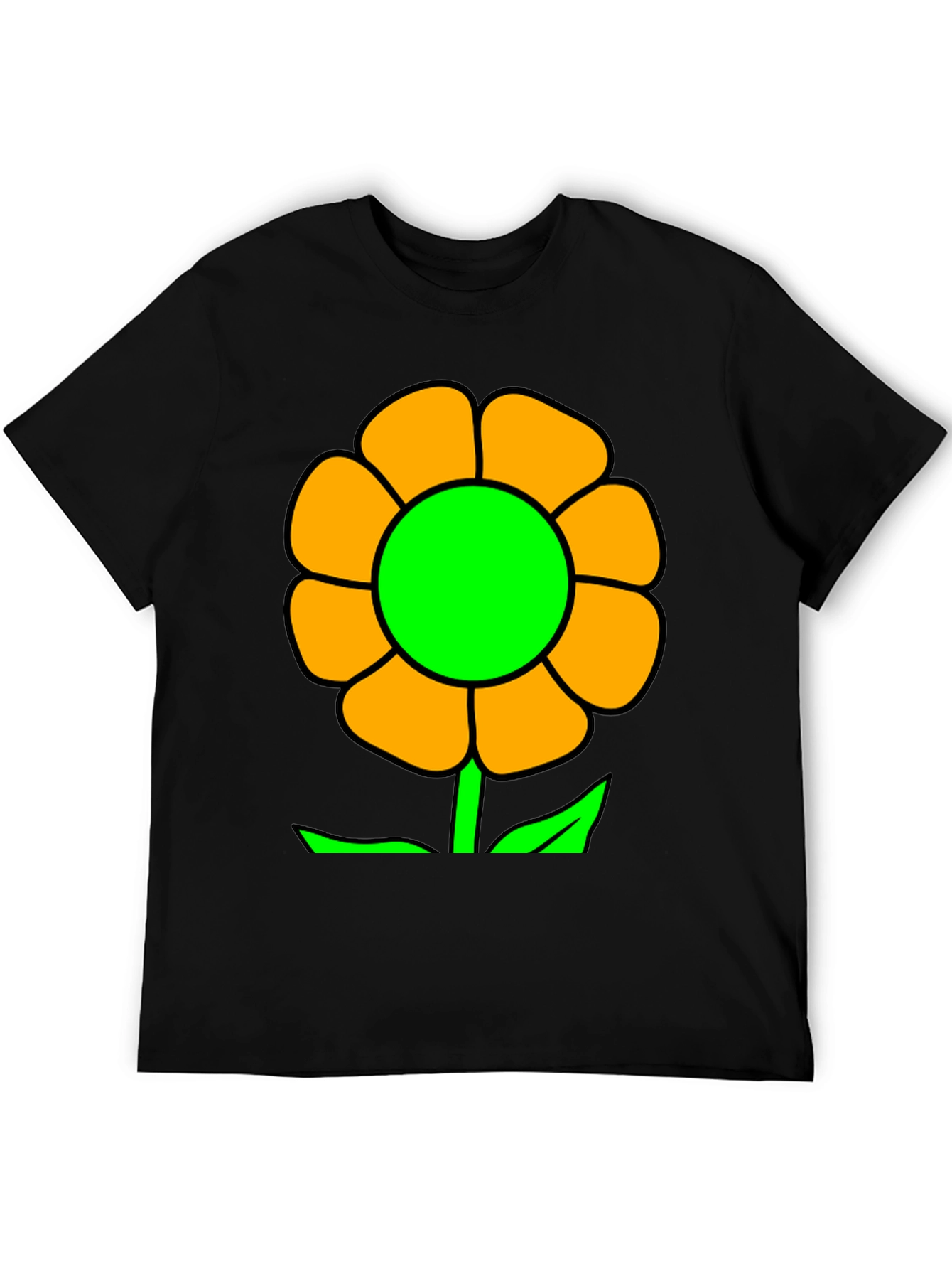 Vibrant Flower Graphic T-Shirt - Black