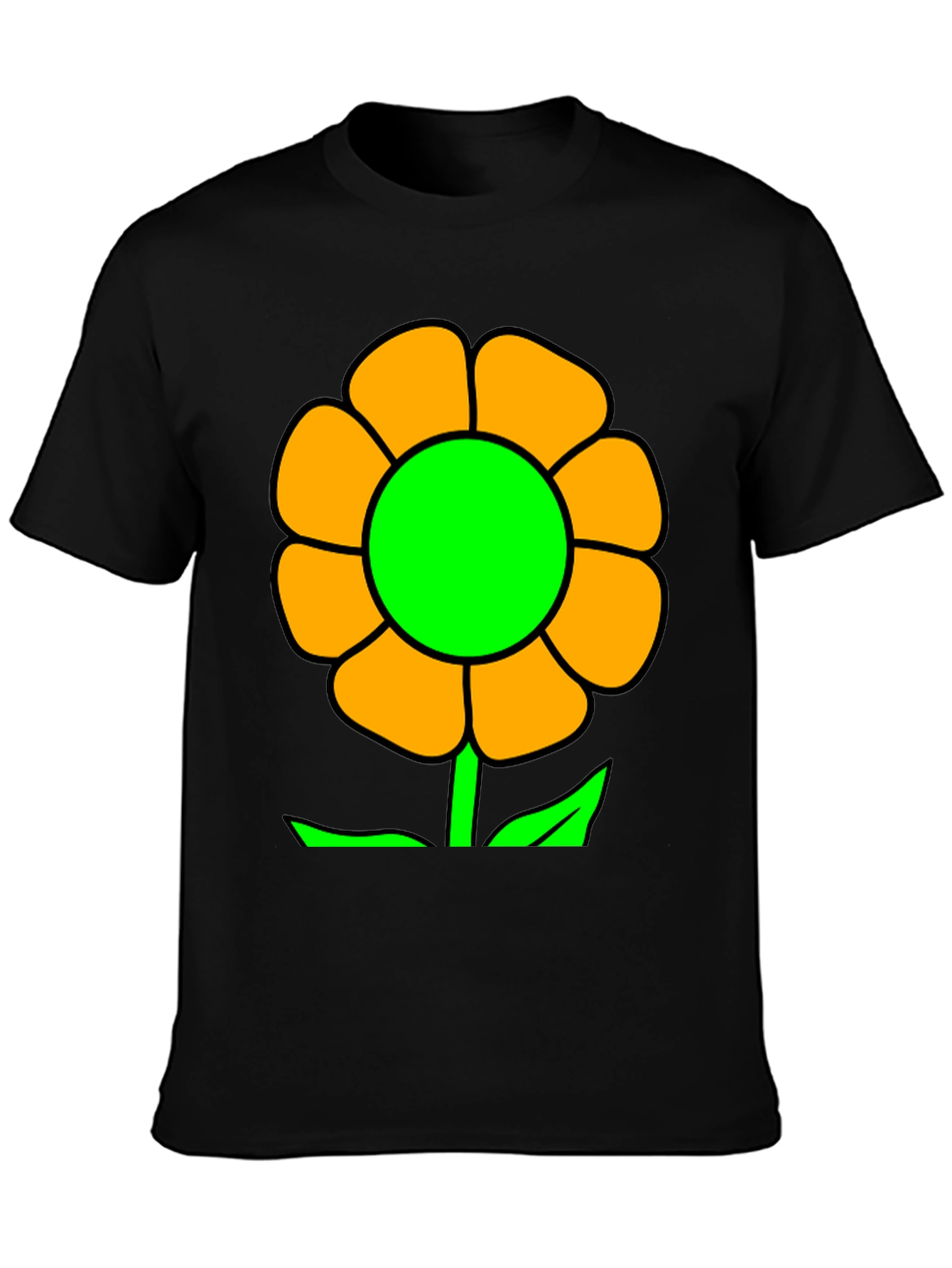 Vibrant Flower Graphic T-Shirt - Black