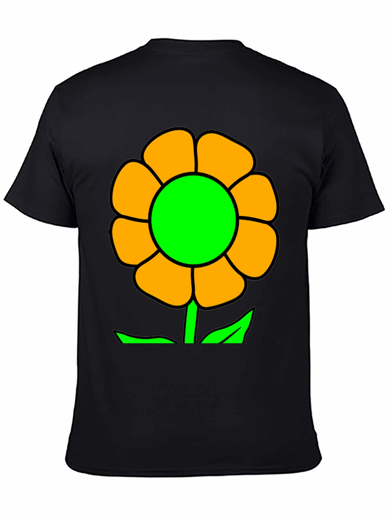 Vibrant Flower Graphic T-Shirt - Black