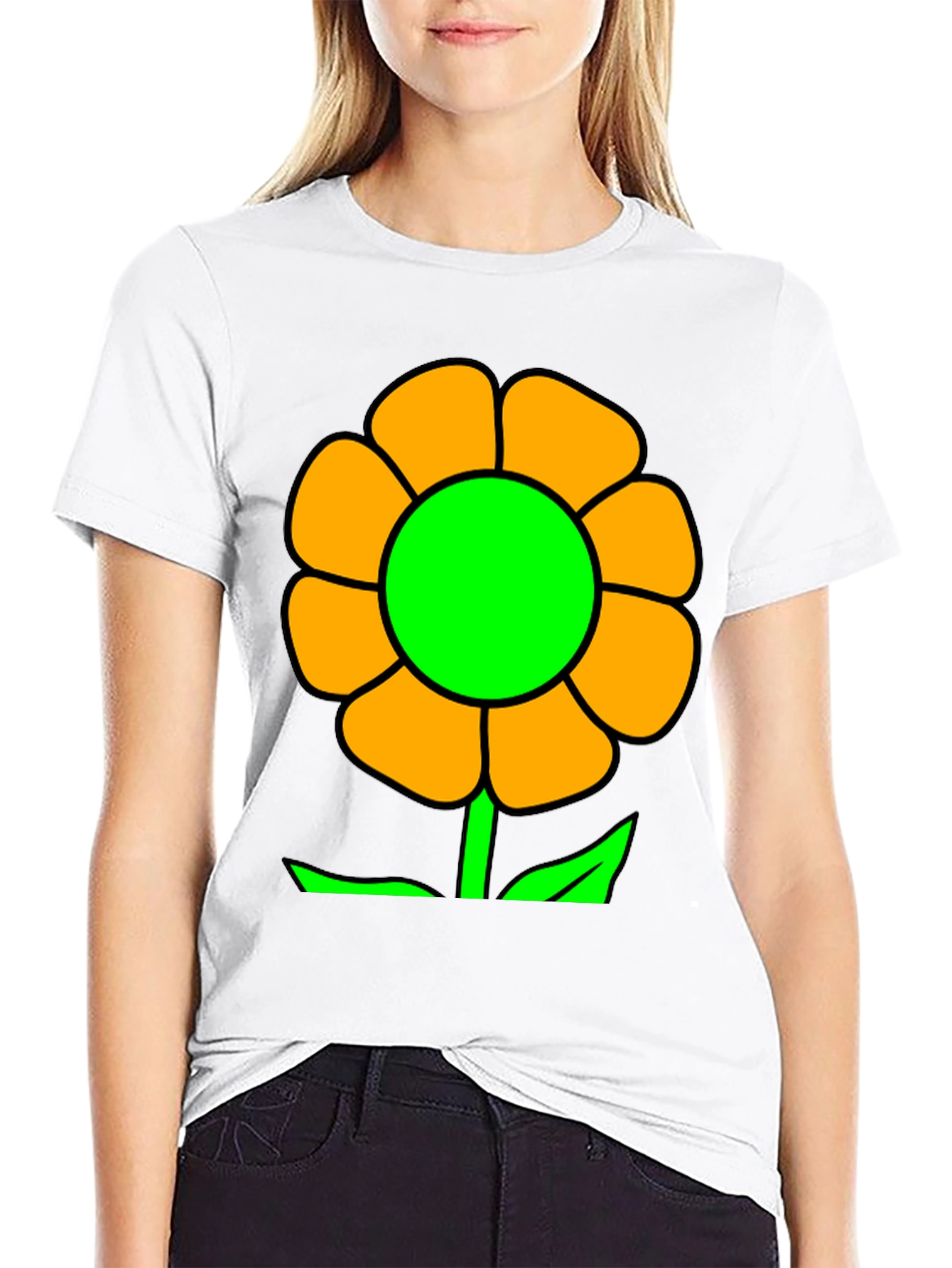 Vibrant Flower Graphic T-Shirt - Black