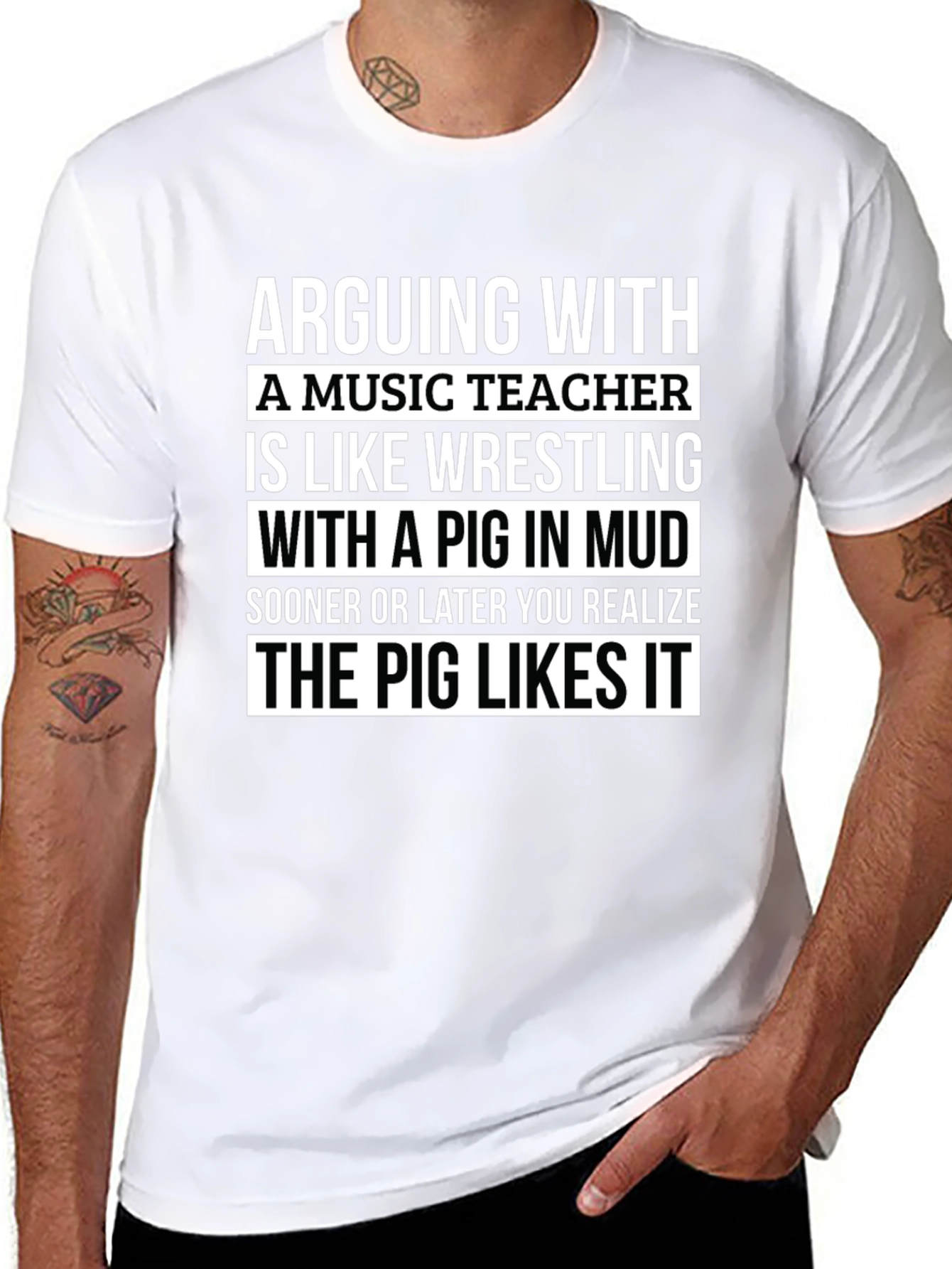Arguing With A Music Teacher Pig in Mud T-Shirt