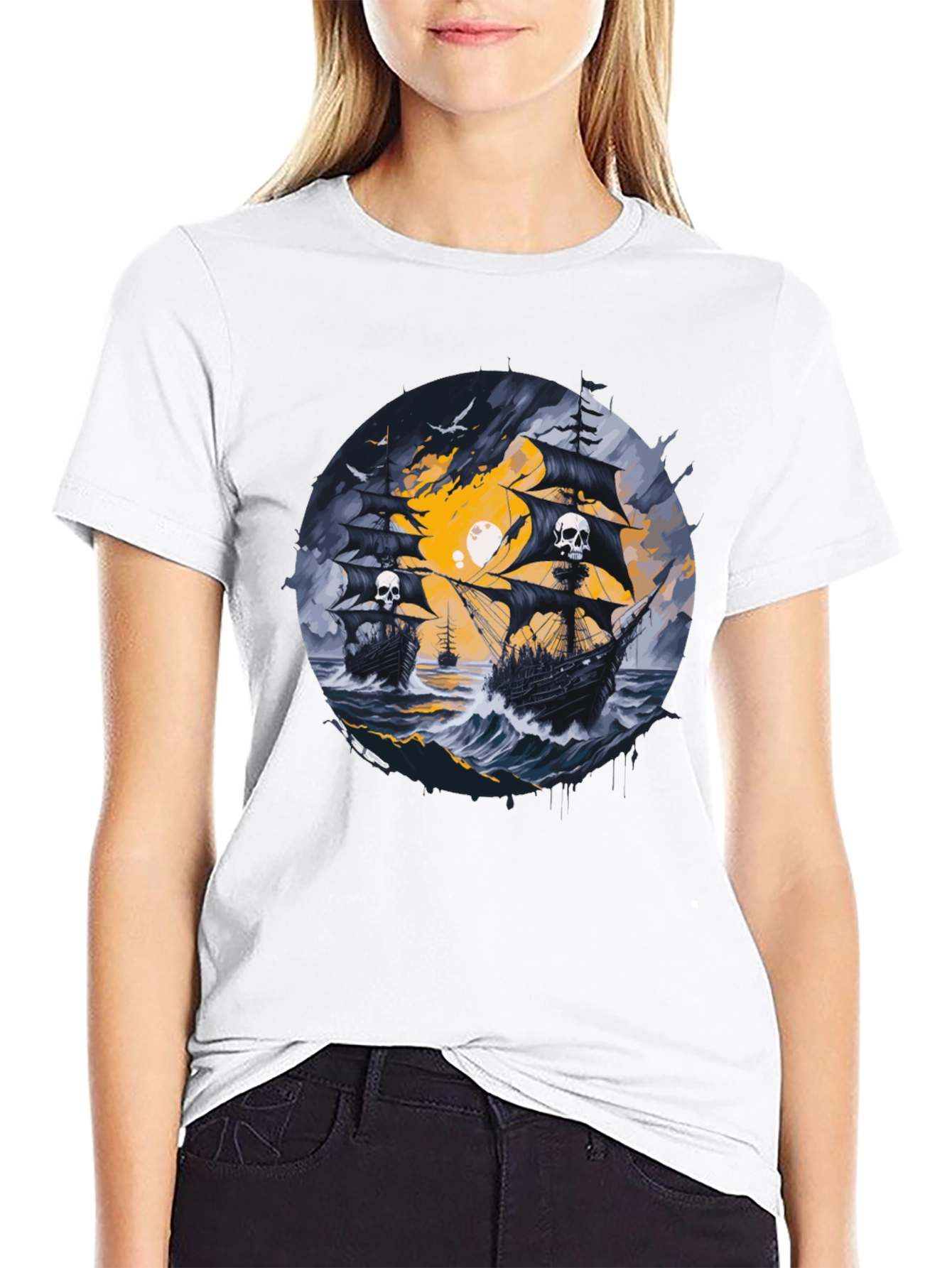 Skull Pirate Ship T-Shirt