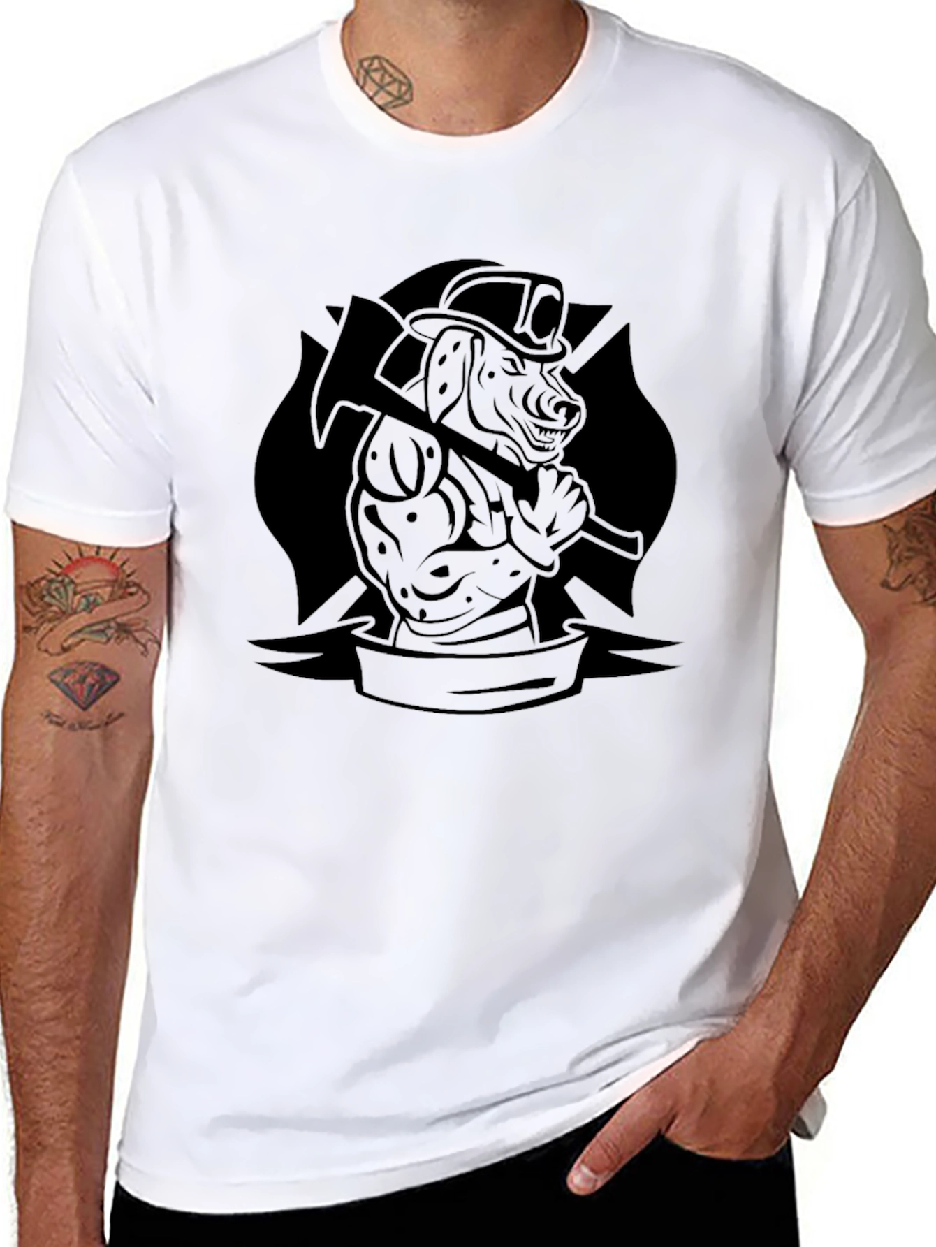 Firefighter Dog Graphic T-Shirt