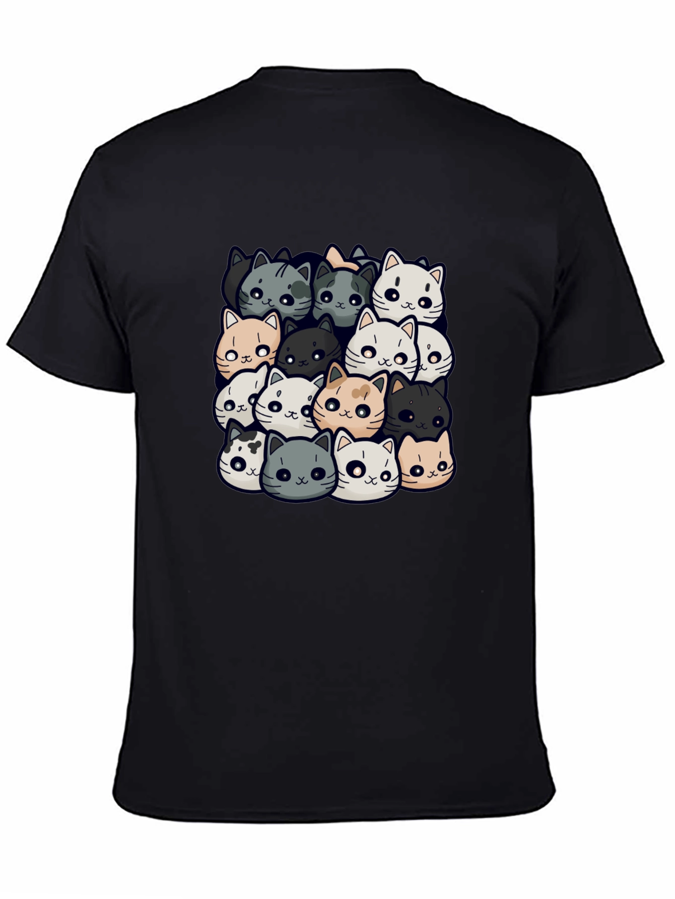 Cartoon Cats Black T-Shirt
