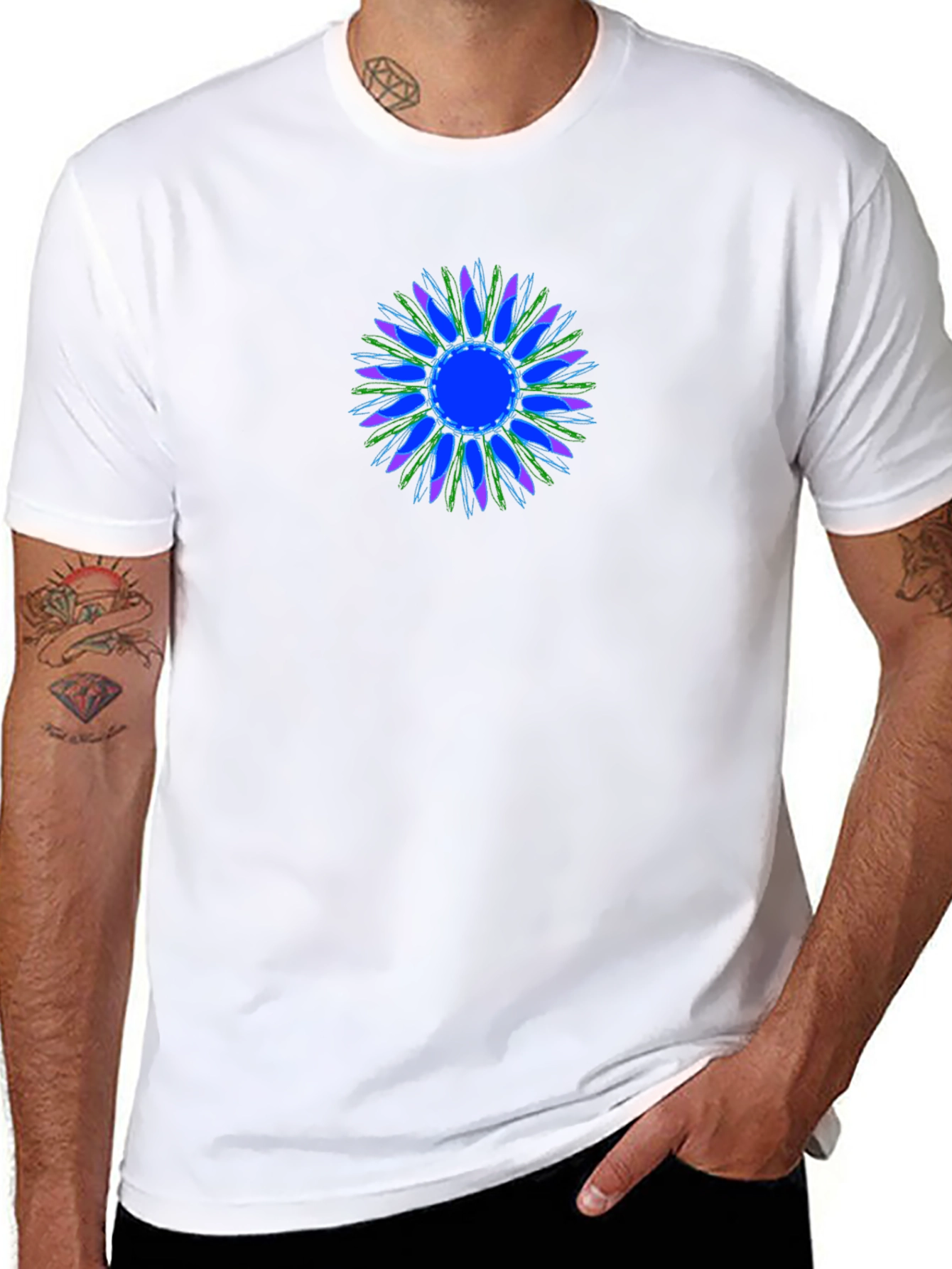 Abstract Floral Graphic Tee - Black