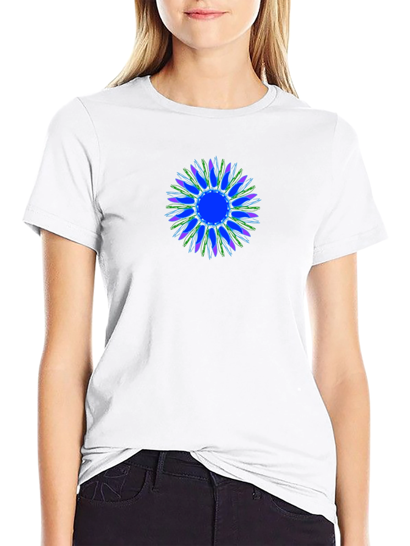 Abstract Floral Graphic Tee - Black