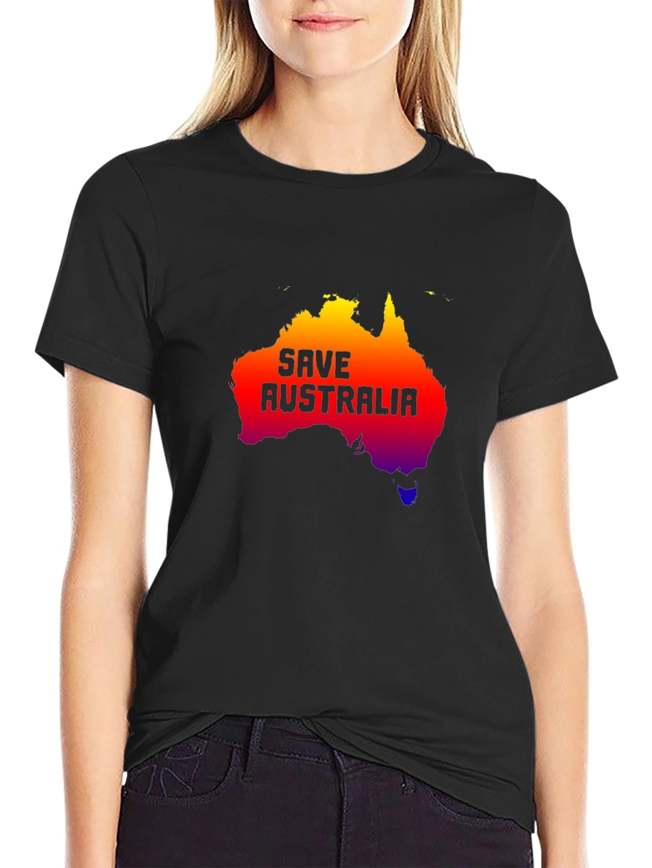 Save Australia Graphic Tee - Black Cotton T-Shirt