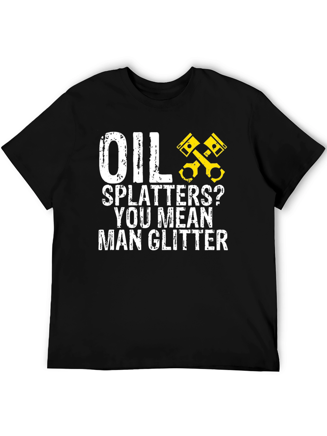 Oil Splatters? Man Glitter Black Graphic Tee