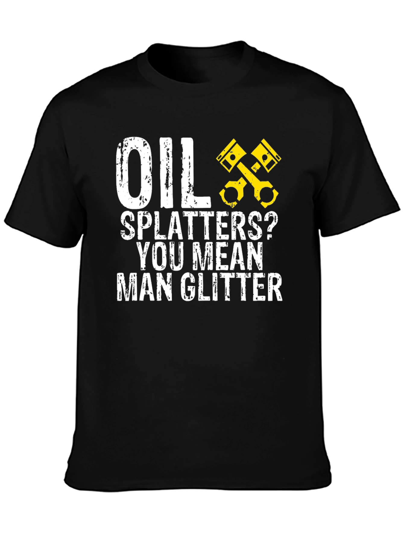 Oil Splatters? Man Glitter Black Graphic Tee
