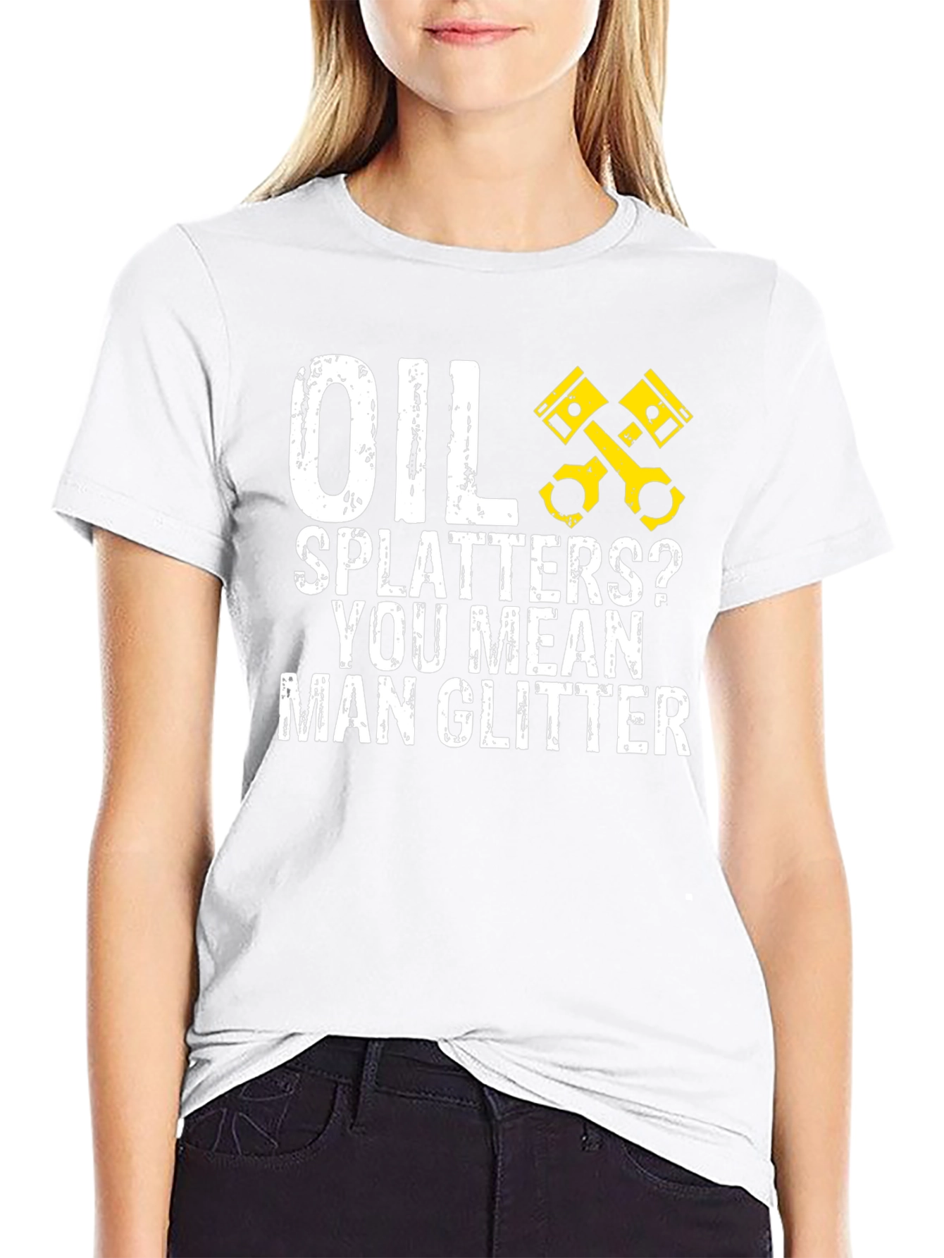 Oil Splatters? Man Glitter Black Graphic Tee