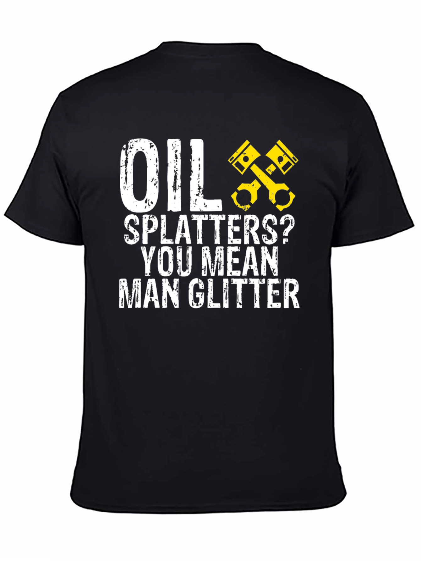 Oil Splatters? Man Glitter Black Graphic Tee