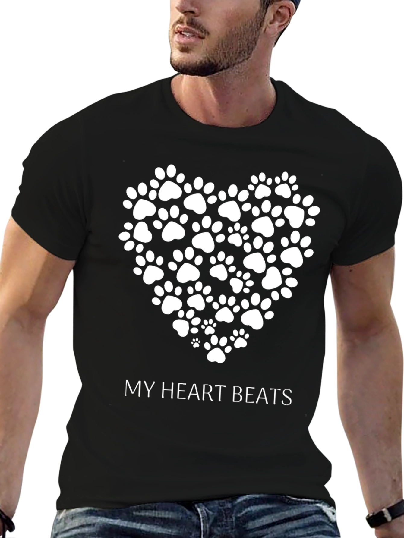 My Heart Beats Dog Paw Print Heart T-Shirt