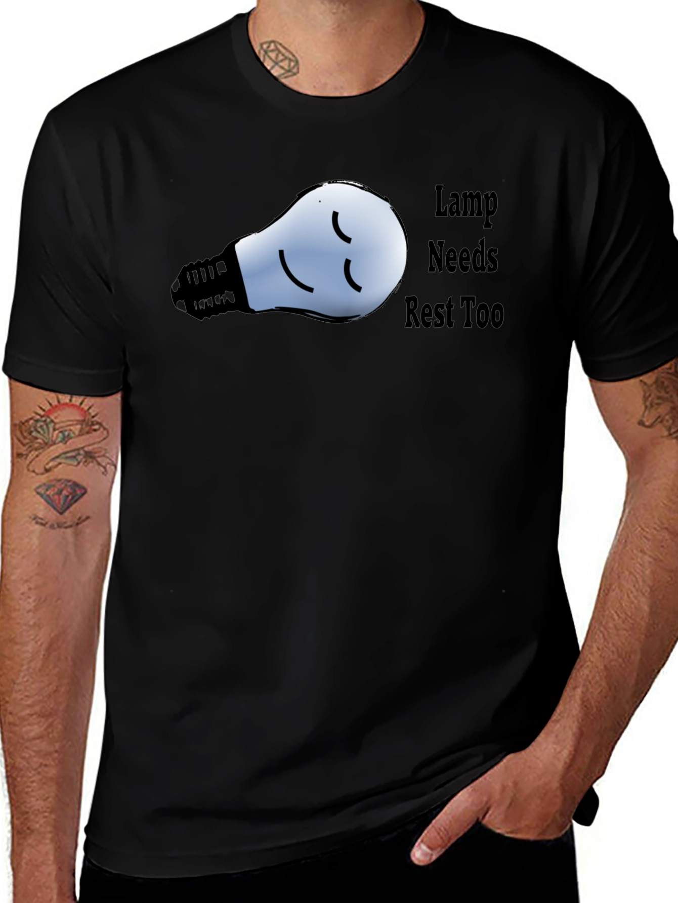Funny Lamp Needs Rest Too Black T-Shirt