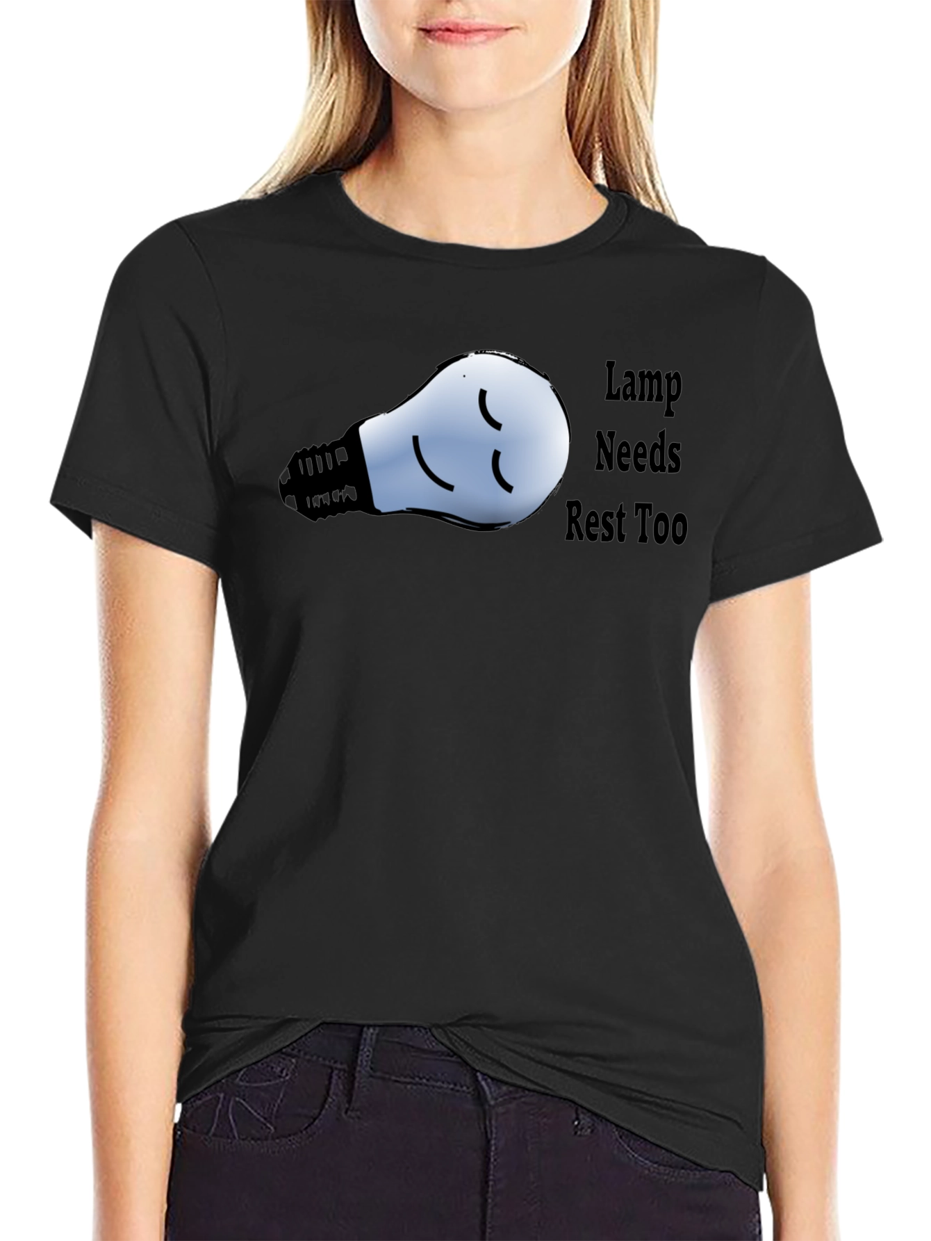 Funny Lamp Needs Rest Too Black T-Shirt