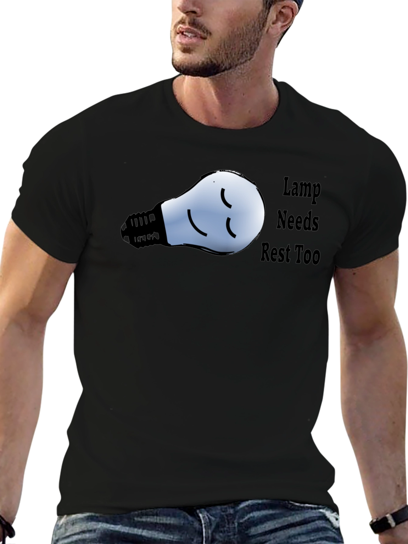 Funny Lamp Needs Rest Too Black T-Shirt