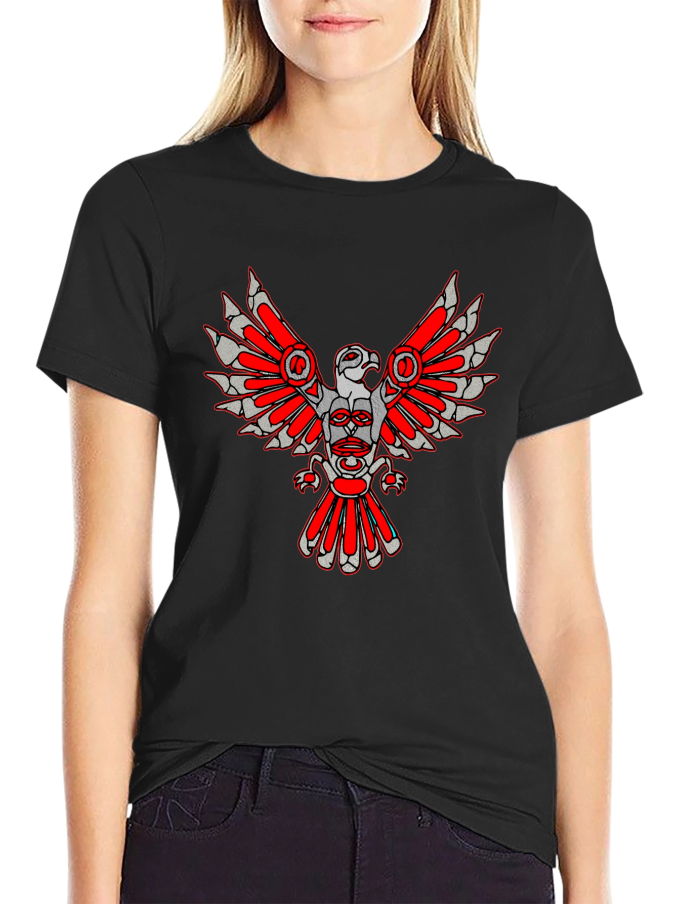Tribal Eagle Graphic Tee - Black