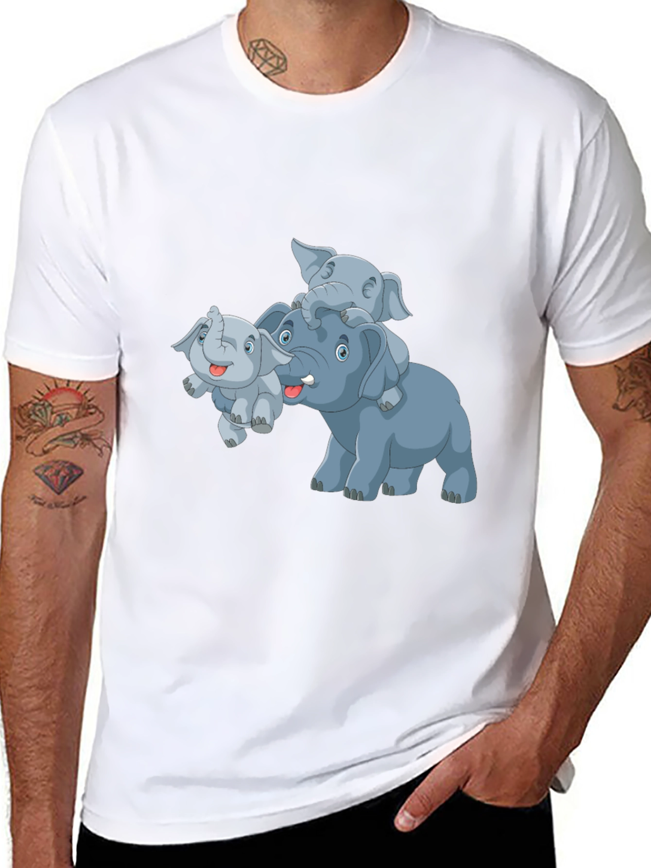 Elephant Family Cartoon T-Shirt