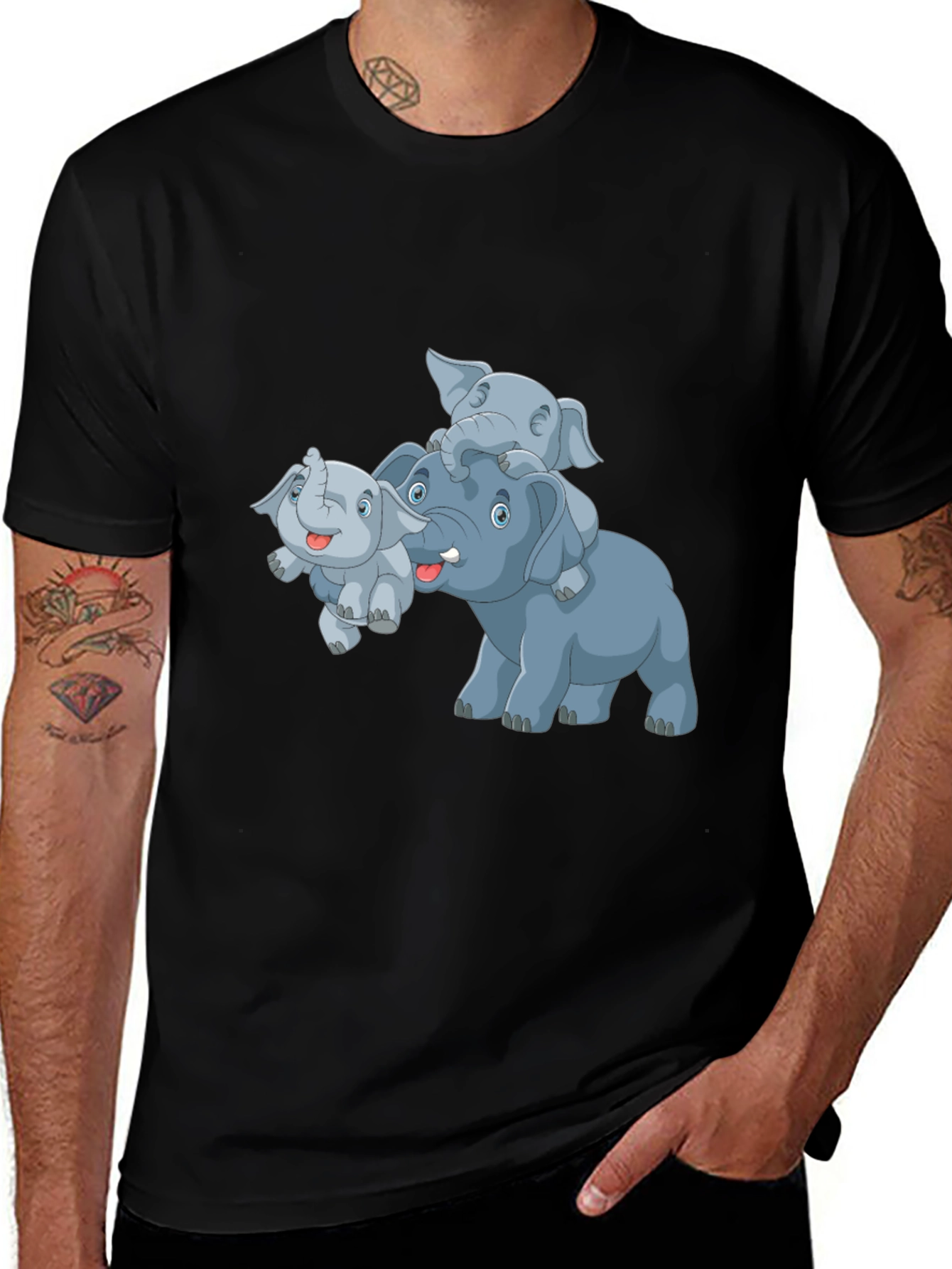 Elephant Family Cartoon T-Shirt