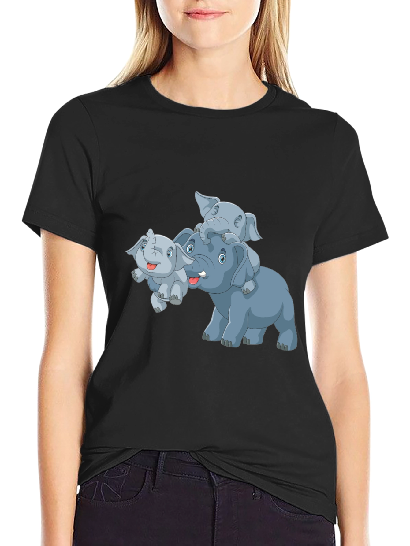 Elephant Family Cartoon T-Shirt