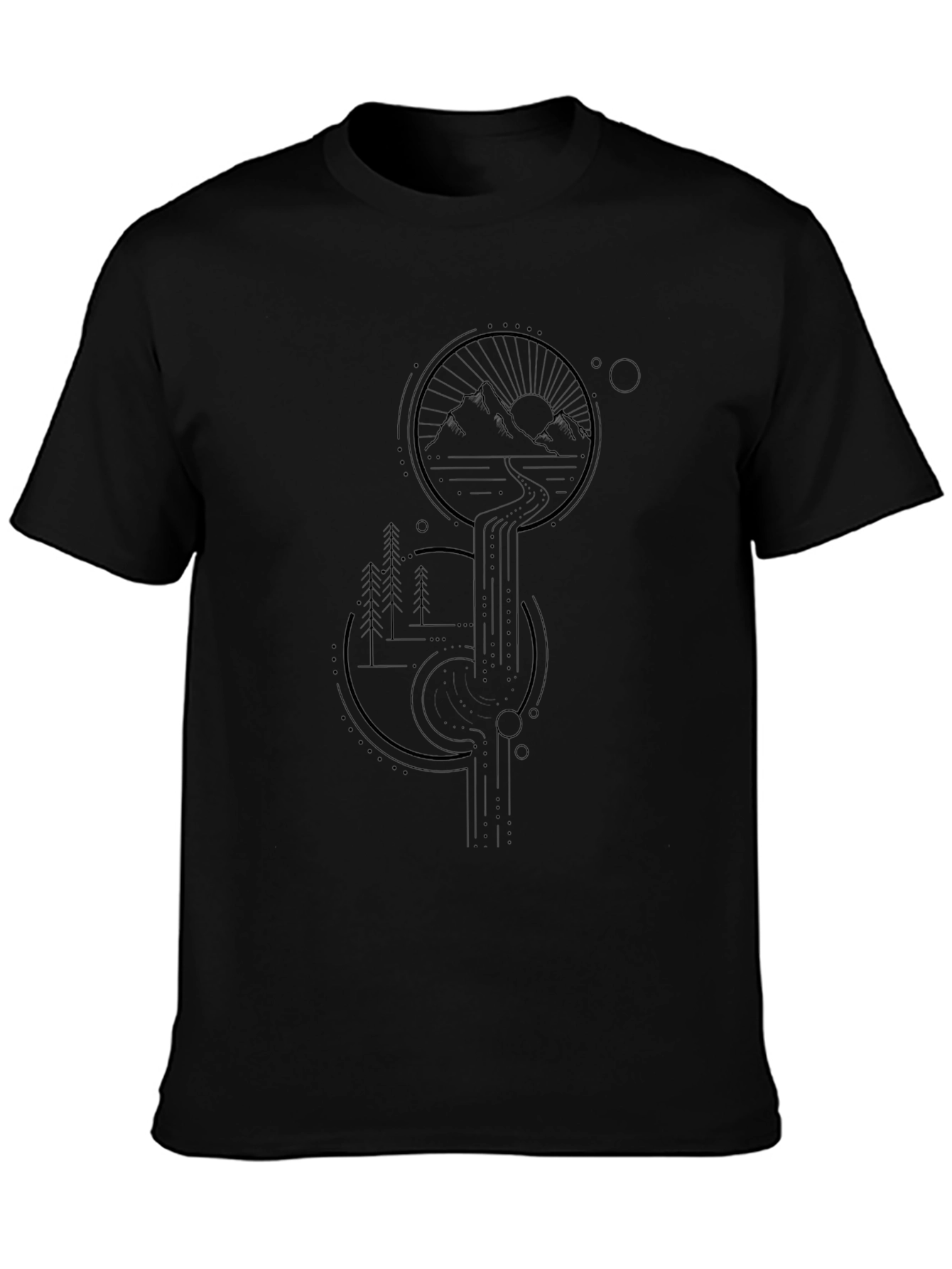 Geometric Mountainscape Black T-Shirt