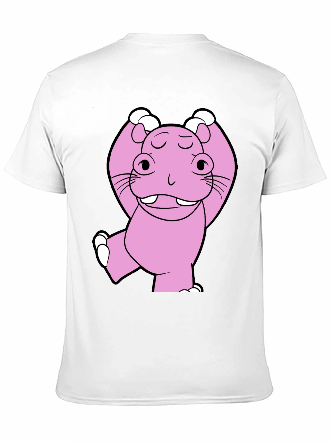 Pink Hippo Cartoon T-Shirt - Unisex Cotton Tee