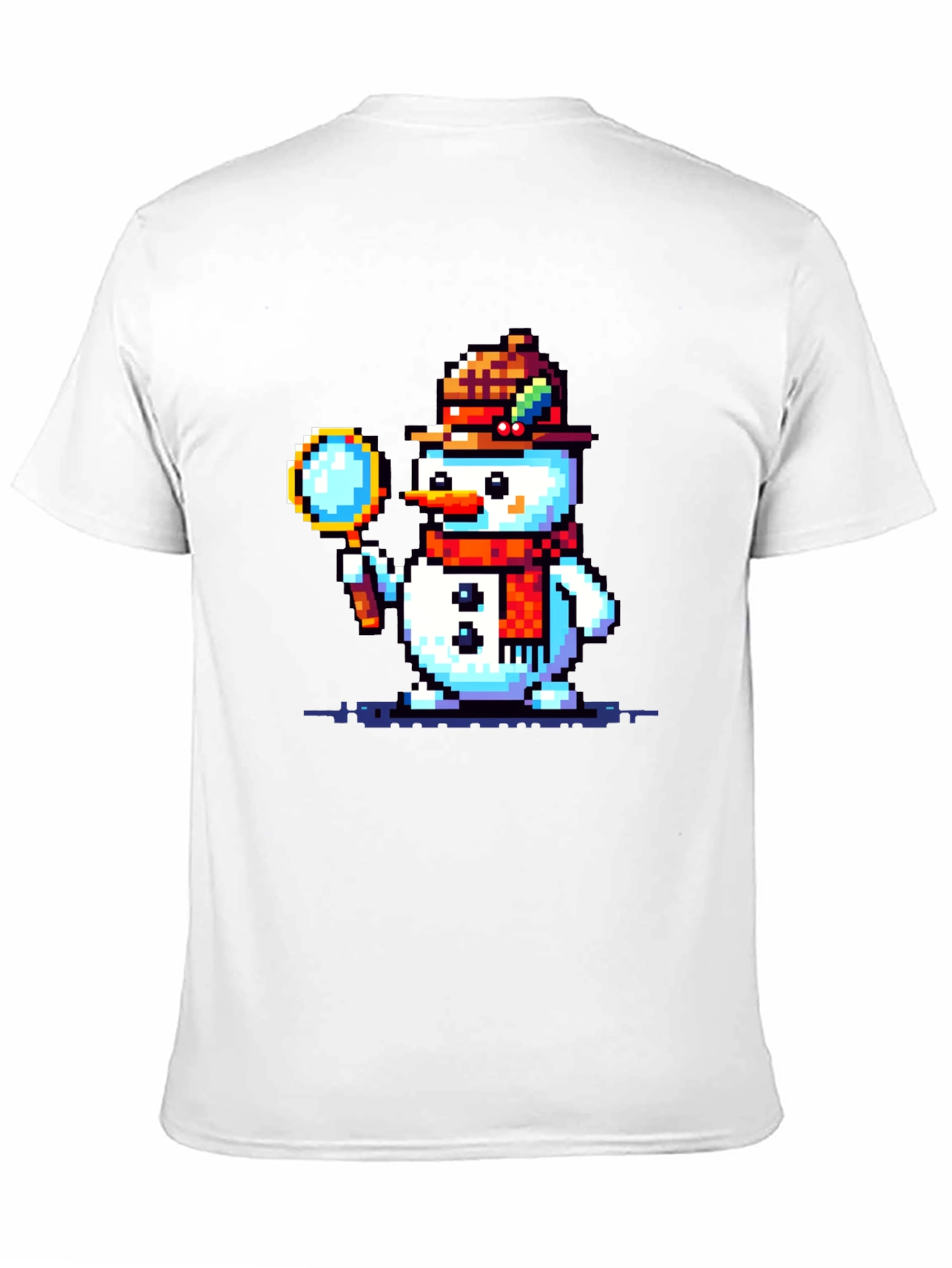 Pixel Art Snowman Detective Graphic Tee