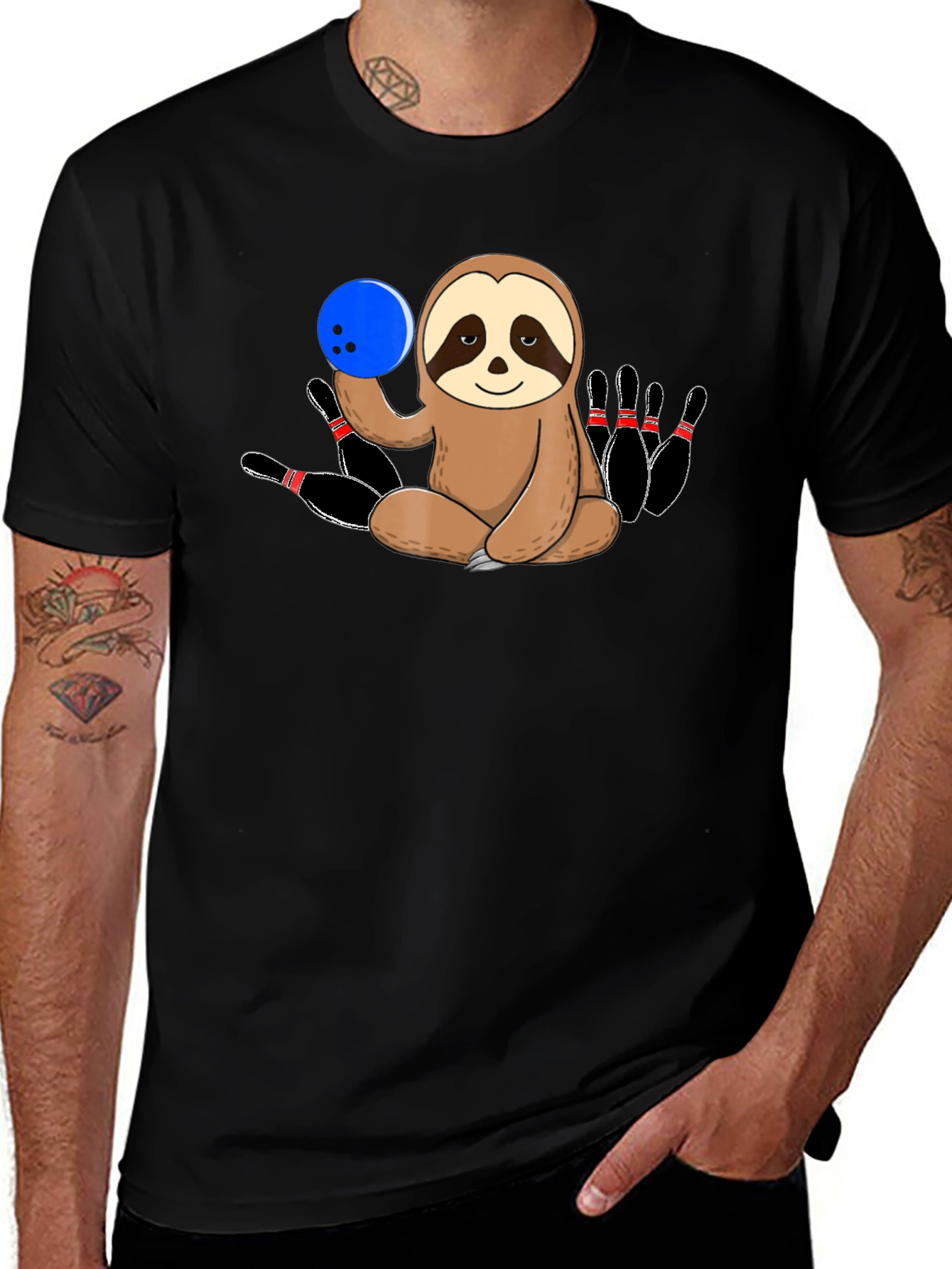 Sloth Bowling T-Shirt Funny Bowling Pin Tee