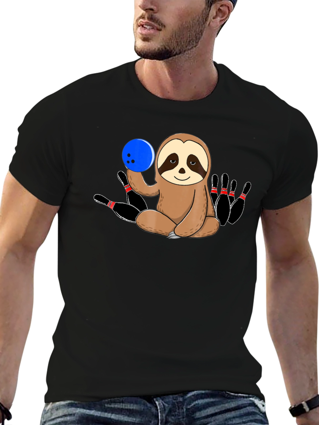 Sloth Bowling T-Shirt Funny Bowling Pin Tee