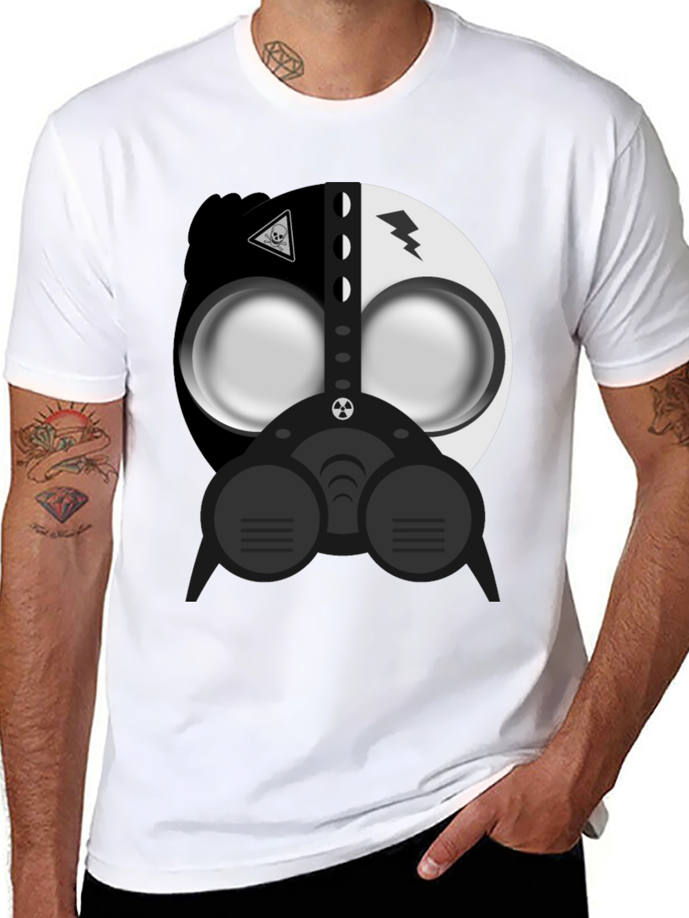 Unique Gas Mask Graphic T-Shirt - Biohazard Style