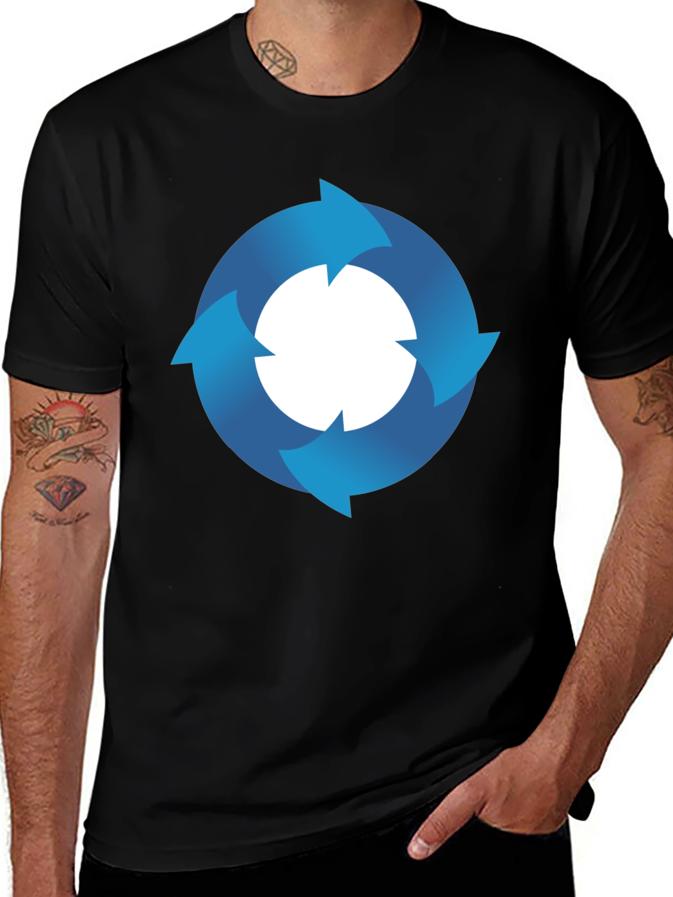 Circular Arrow Graphic T-Shirt - Mens Black Tee