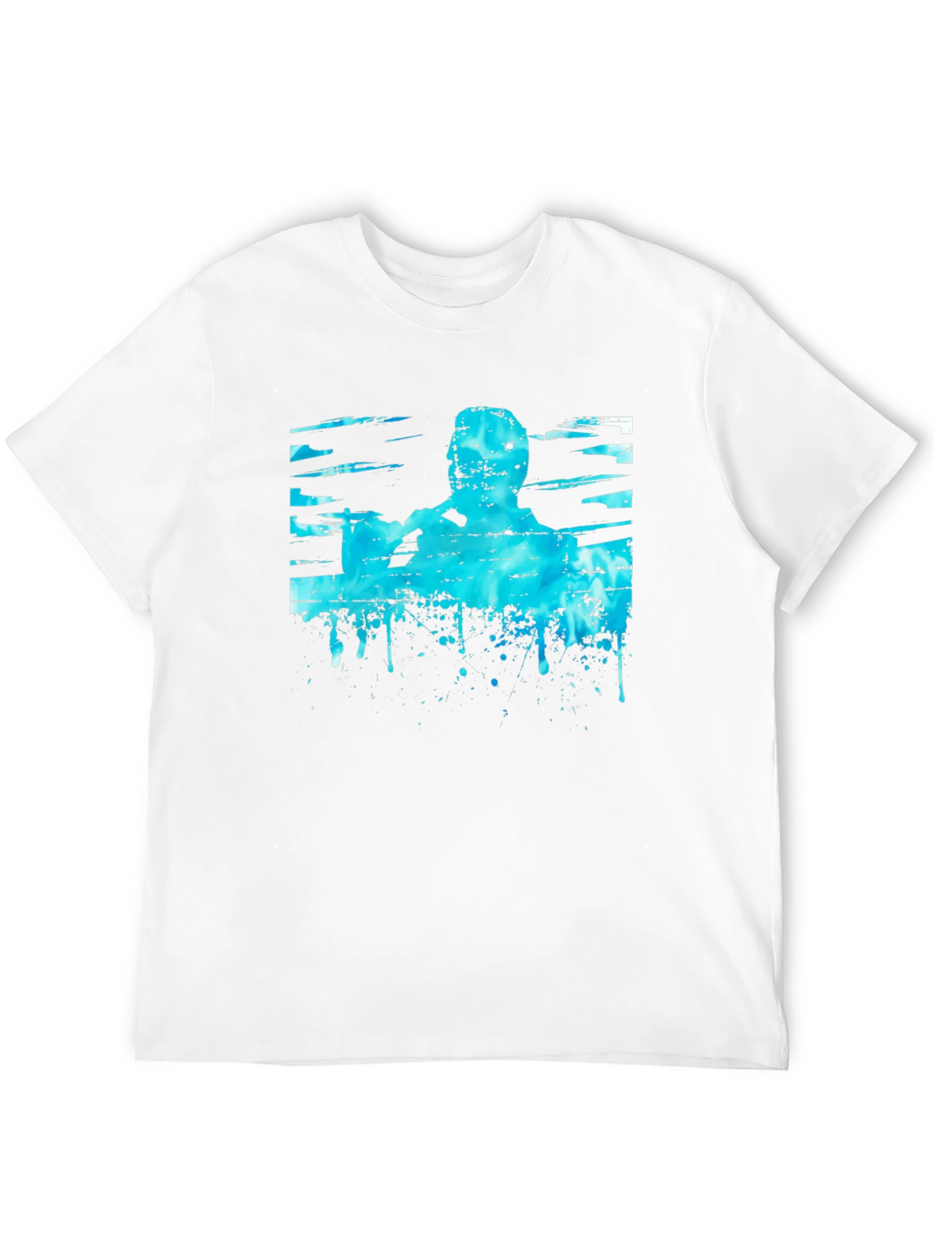 Abstract Blue Graphic Print Black T-Shirt