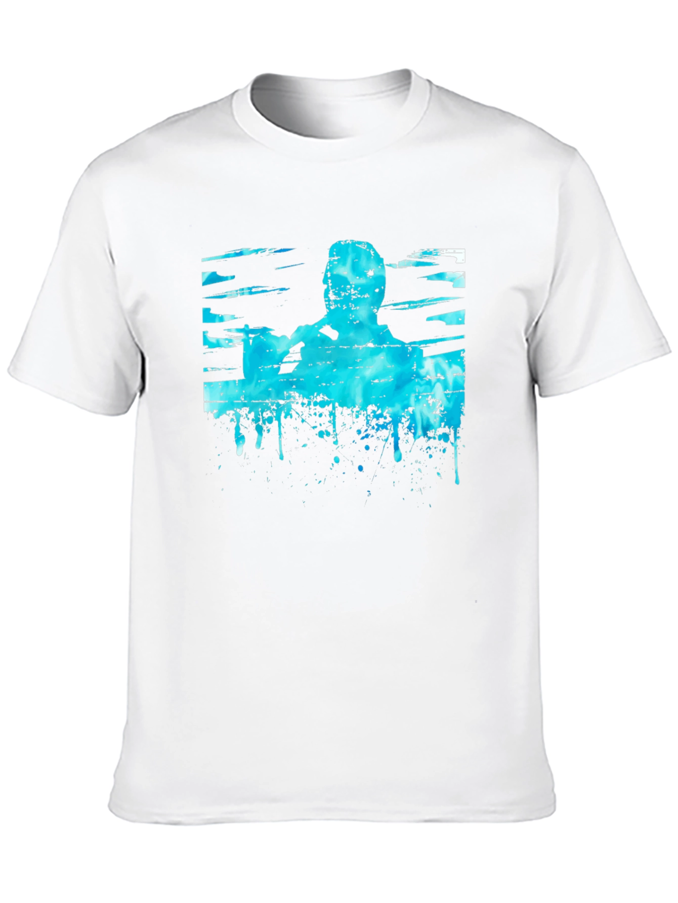 Abstract Blue Graphic Print Black T-Shirt