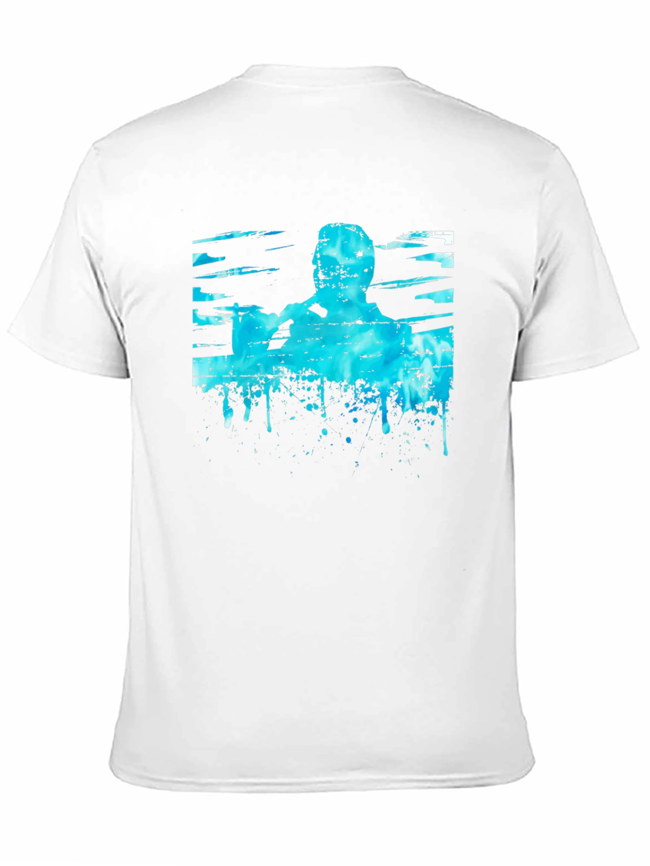 Abstract Blue Graphic Print Black T-Shirt