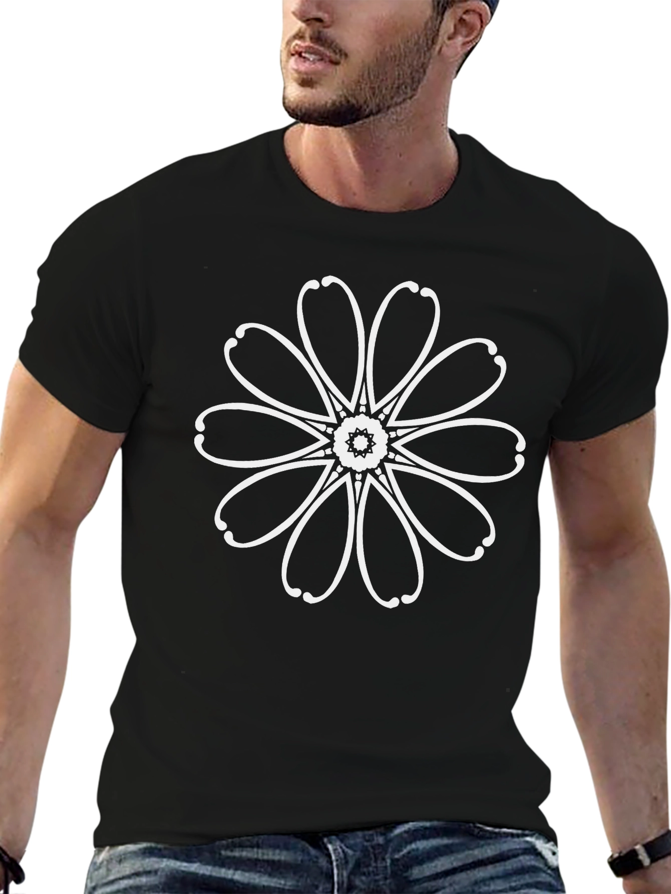 Floral Graphic Tee - Black Cotton Comfort