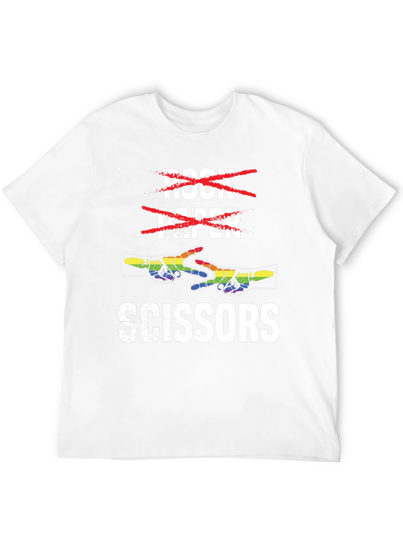 Rock Paper Scissors T-Shirt - Rainbow Hand Design