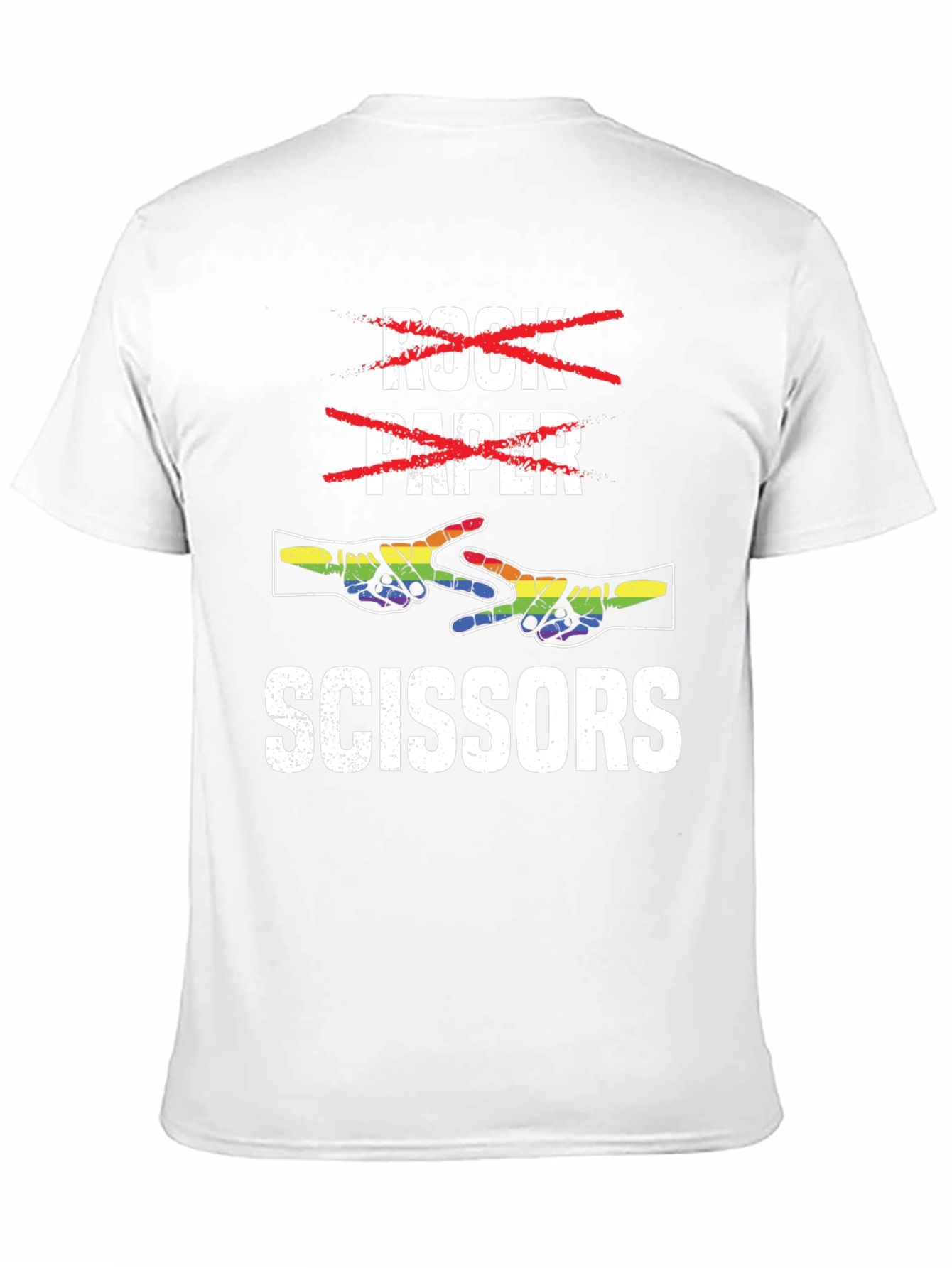 Rock Paper Scissors T-Shirt - Rainbow Hand Design