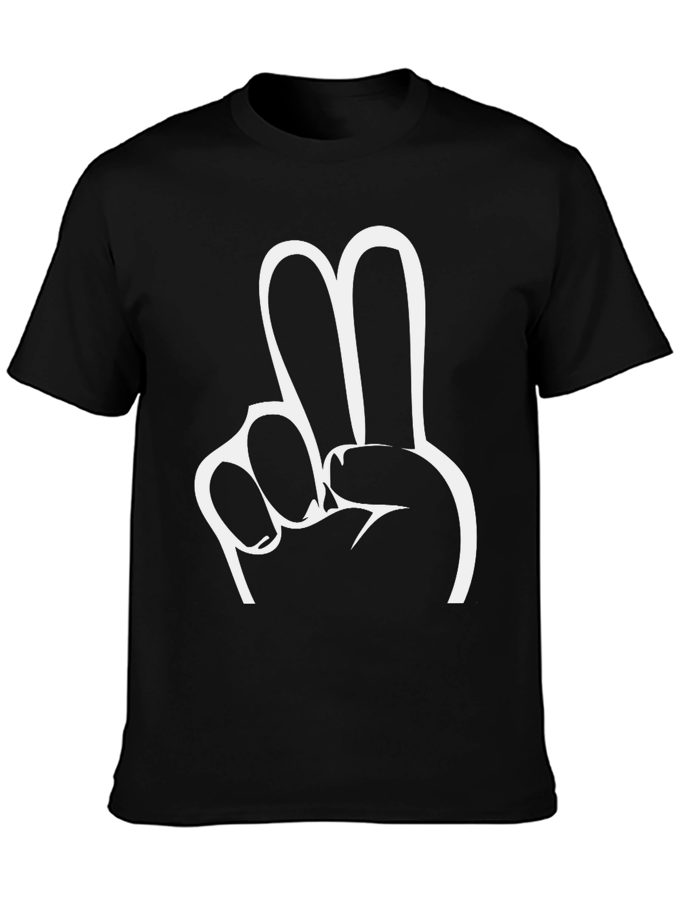 Peace Sign Graphic Tee - Black Cotton